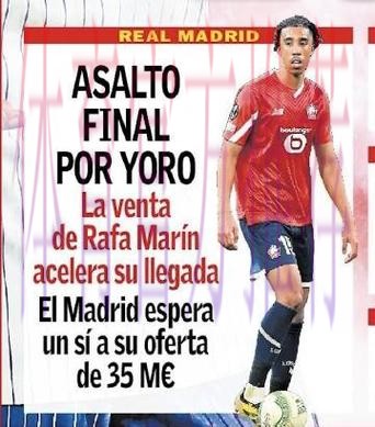 西媒:皇马愿4000万欧求购约罗 里尔要价6000万欧 西媒:皇马愿4000万欧求购约罗 里尔要价6000万欧